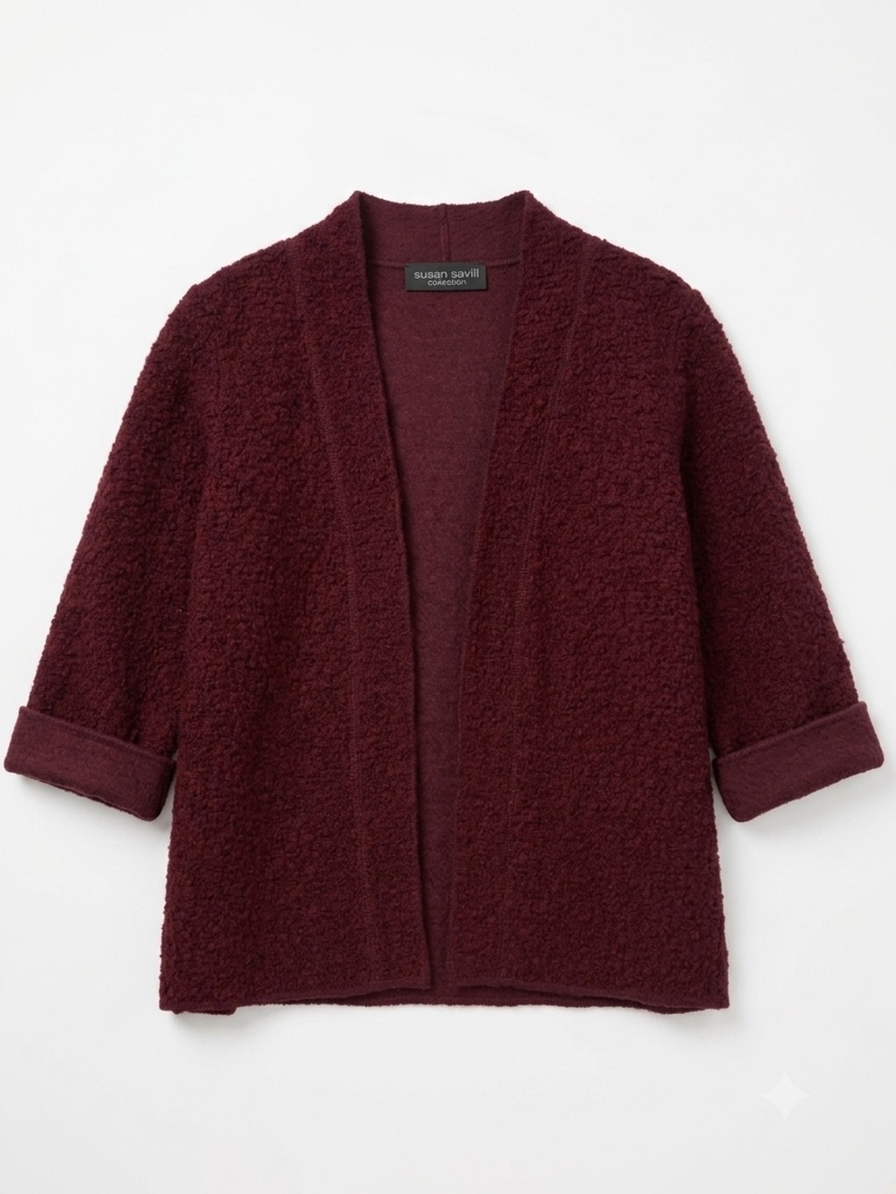 Susan Savill Women's Oversized Burgundy Open Cardigan - Size M-L